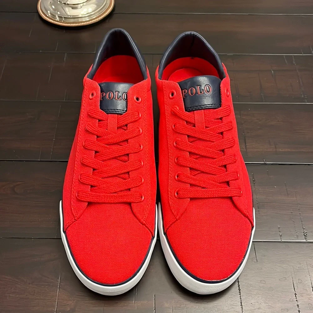 Polo Ralph Lauren Harvey SK VLC Shoes Sneakers Boat Deck Canvas red Mens Sizes